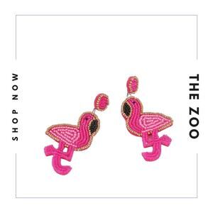 Beaded Flamingo Earrings‎